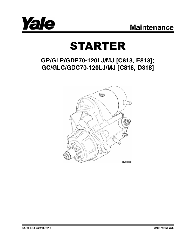 Yale GDP70LJ, GDP80LJ, GDP90LJ, GDP100MJ, GDP110MJ, GDP120MJ Forklift C813 Service Repair Manual Workshop Guide