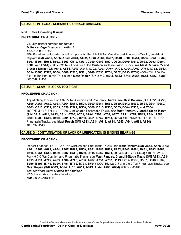 Yale GLP80VX, GLP80VX9, GLP90VX Forklift C909 Series Repair Manual Workshop Guide