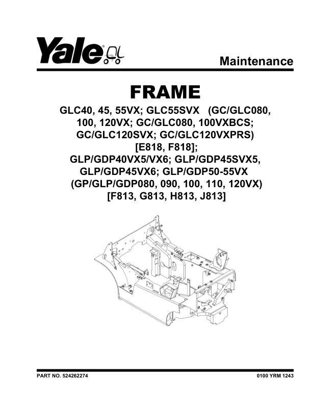 Yale GP080VX, GP090VX, GP100VX, GP110VX, GP120VX Forklift J813 Series Repair Manual Workshop Guide