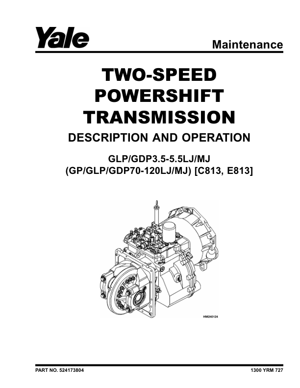 Yale GP70LJ, GP80LJ, GP90LJ, GP100MJ, GP110MJ, GP120MJ Forklift C813 Service Repair Manual Workshop Guide