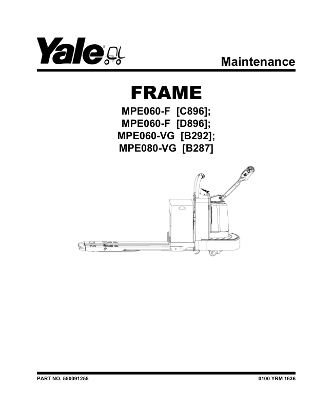 Yale MPE060F Tow Tractor D896 Series Repair Manual Workshop Guide