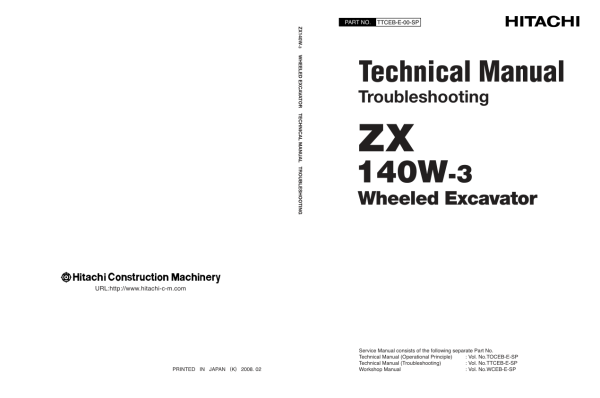 Hitachi ZX140W-3 Wheel Excavator Service Repair Manual