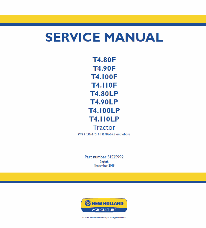 New Holland T4.80F, T4.90F, T4.100F, T4.110F Tractor Service Manual Workshop Guide