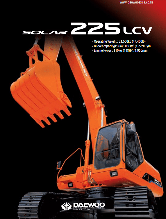 Doosan Daewoo Solar S225LC-V Excavator Service Manual Workshop Guide