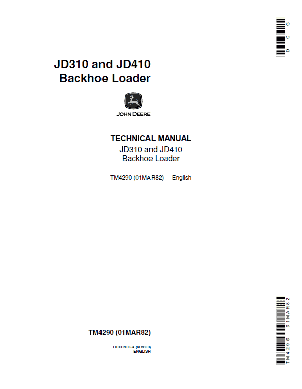 John Deere 410 Backhoe Loader Technical Manual (TM1037 and TM4290) Workshop Guide