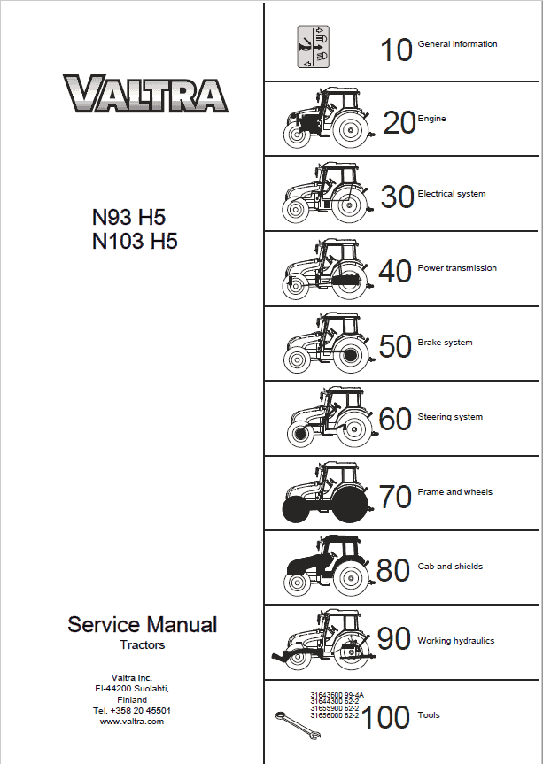 Valtra N93H5, N103H5 Tractor Service Repair Manual Workshop Guide
