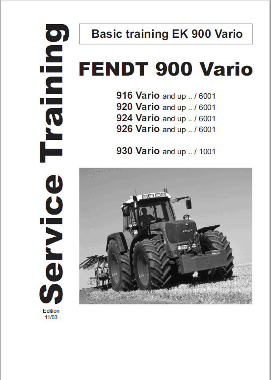Fendt 916, 920, 924, 926 Favorit Vario COM II Tractors Workshop Repair Manual Workshop Guide