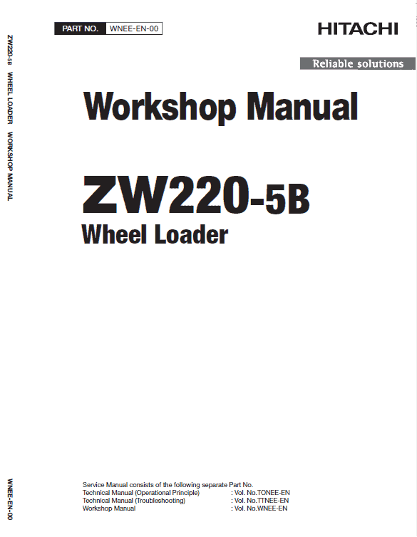 Hitachi ZW220-5A, ZW220-5B Wheel Loader Service Repair Manual Workshop Guide