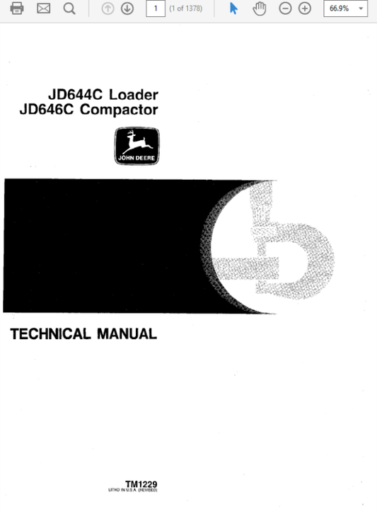 John Deere 644C, 646C Compactor Repair Technical Manual (TM1229) Workshop Guide