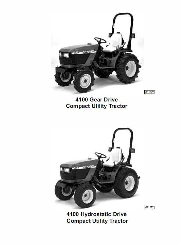 John Deere 4100 Compact Utility Tractors Technical Manual (TM1630) Workshop Guide