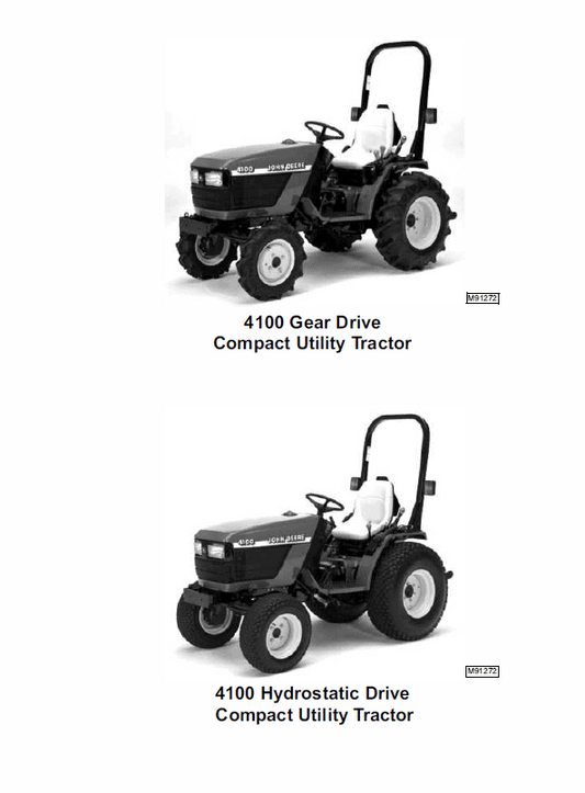 John Deere 4100 Compact Utility Tractors Technical Manual (TM1630) Workshop Guide