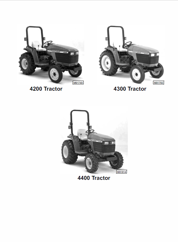 John Deere 4200, 4300, 4400 Compact Utility Tractors Technical Manual Workshop Guide