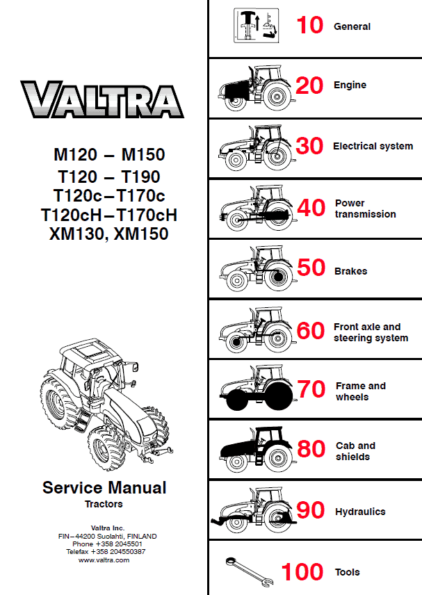 Valtra M120e, M120, M130, M150, XM130, XM150 Tractors Service Repair Manual Workshop Guide