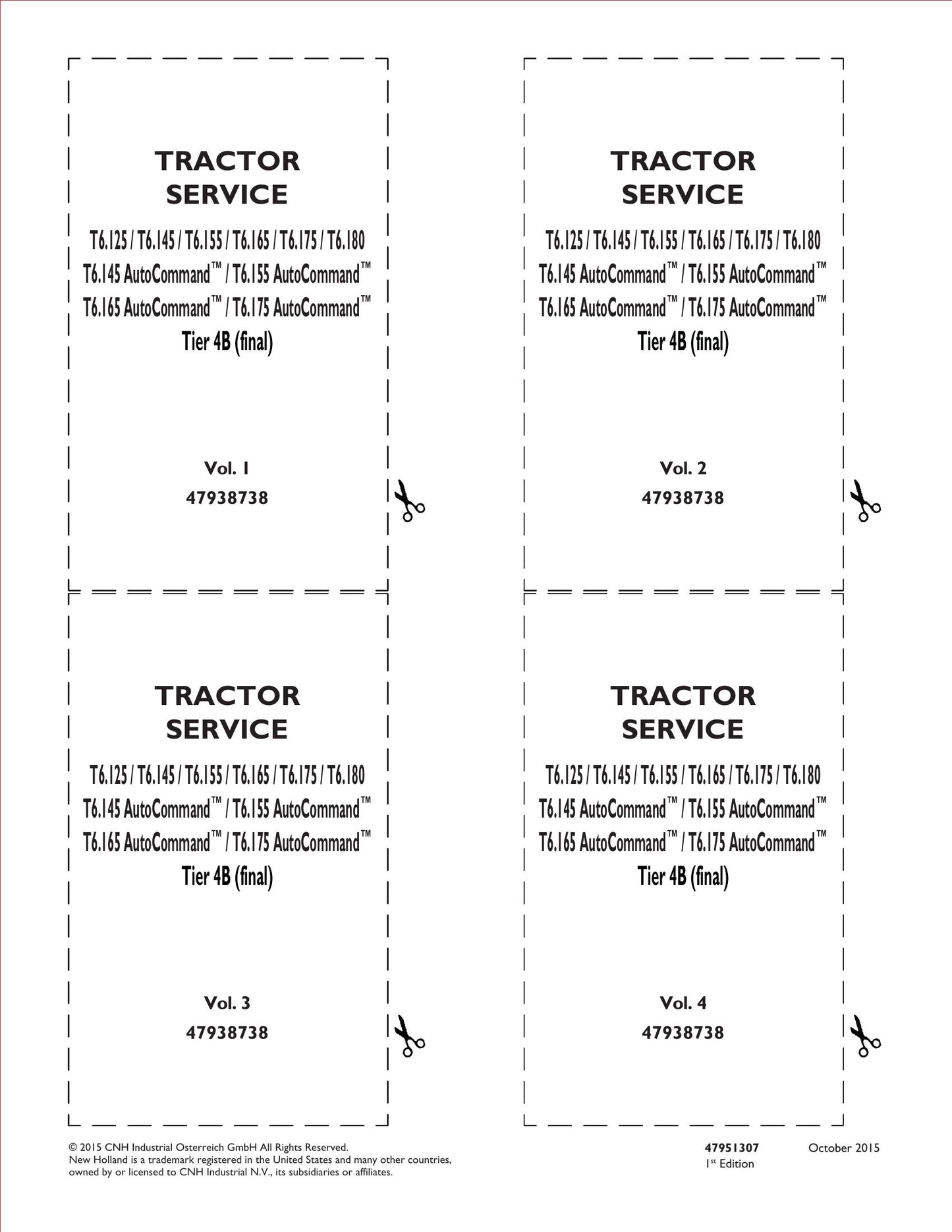 New Holland T6.125 T6.145 T6.155 T6.165 T6.175 T6.180 T6.145 AutoCommand T6.155 AutoCommand T6.165 AutoCommand T6.175 AutoCommand Tractor Factory Workshop Service Manual 47951296