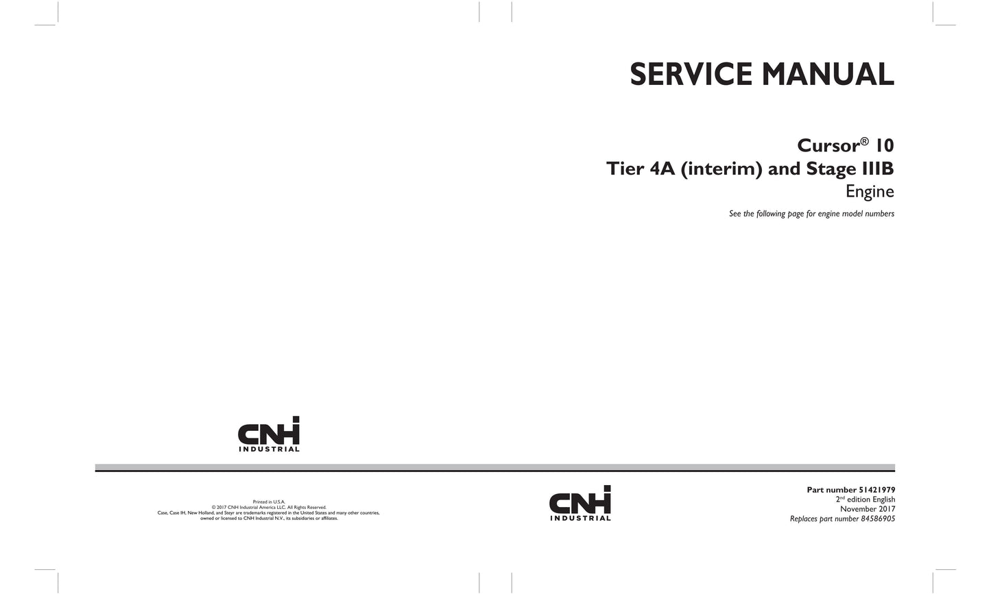 CNH Industrial Cursor 10 Engine Factory Workshop Service Manual 51421979