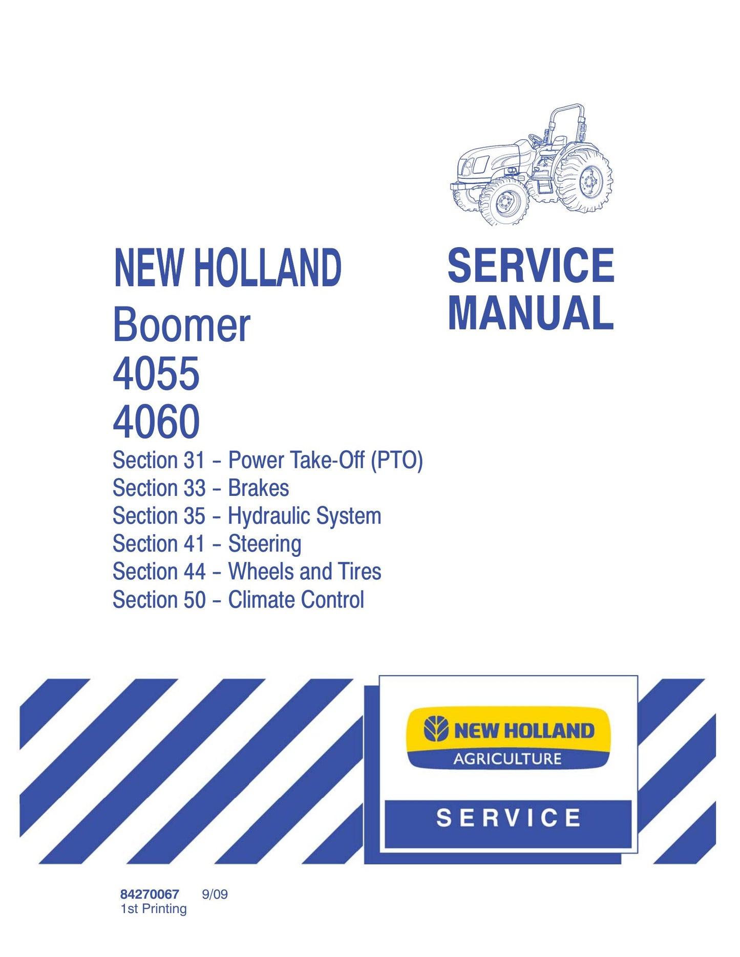 New Holland Boomer 4055 Boomer 4060 Tractor Factory Workshop Service Manual