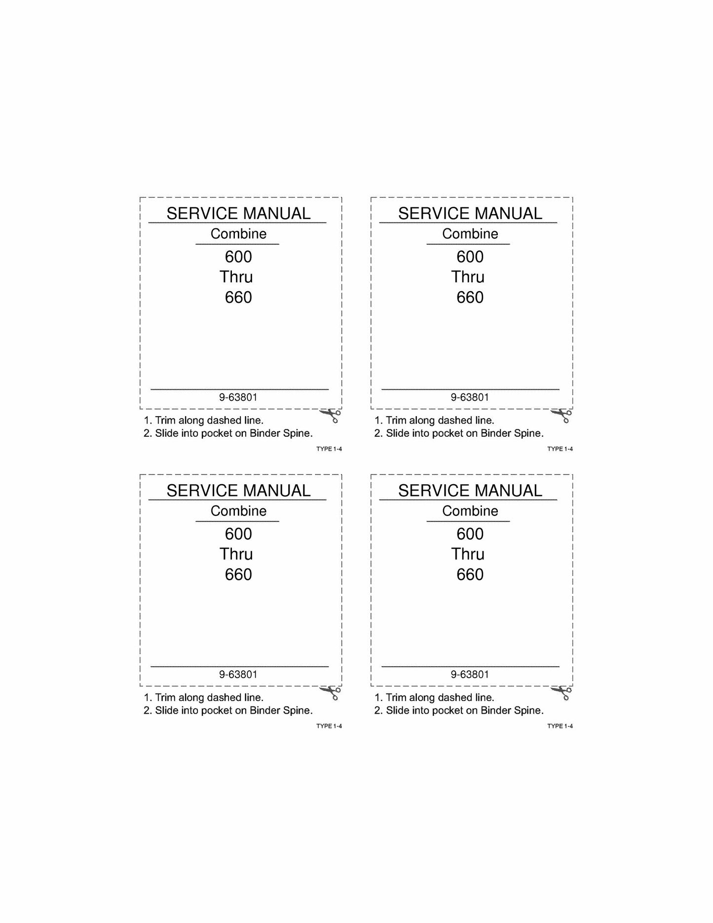 CASE 600 610 611 612 613 614 615 620 630 640 644 660 Combine Factory Workshop Service Manual 9-63801
