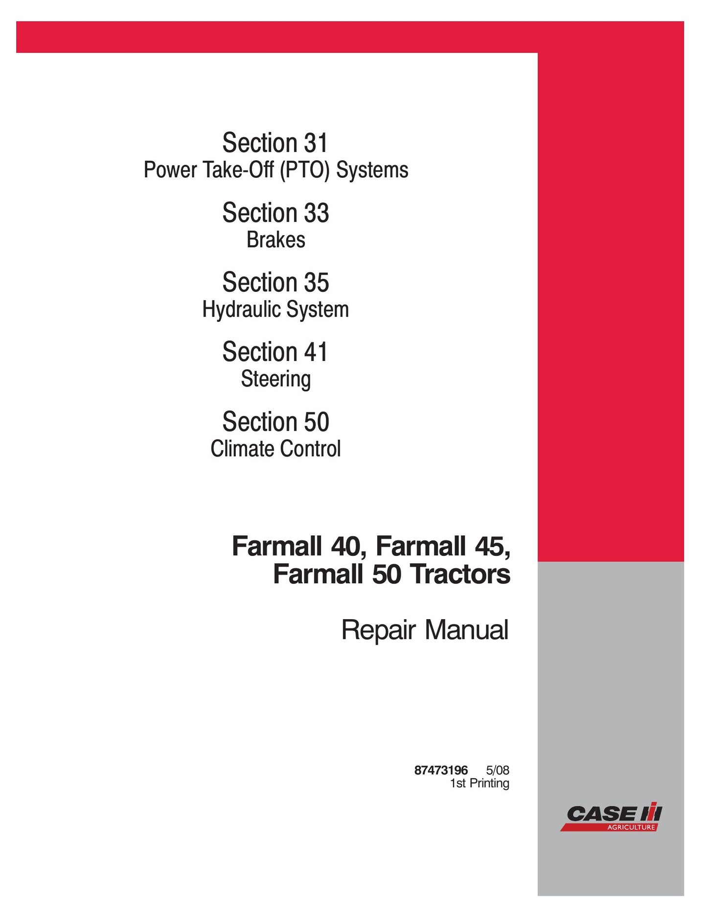 CASE Farmall 40 Farmall 45 Farmall 50 Tractor Factory Workshop Repair Manual