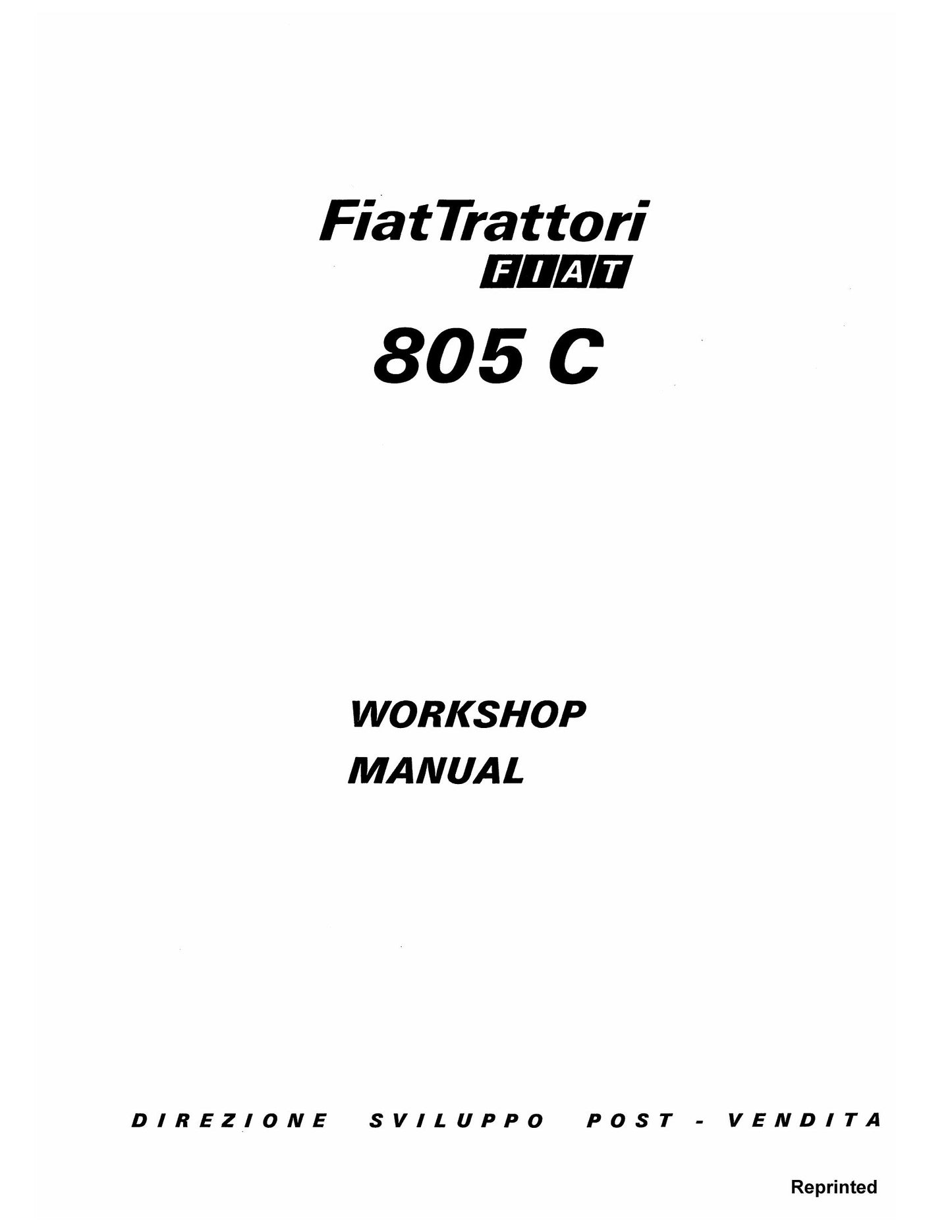 Fiat Trattori 805 C Tractor Workshop Manual 603.54.173/A