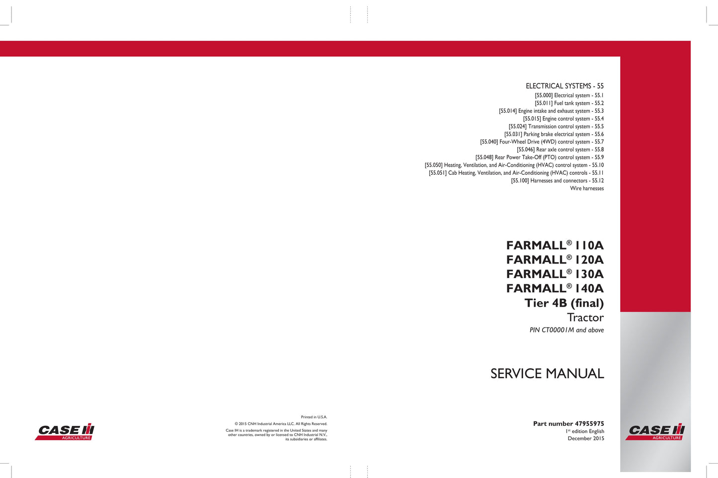 CASE Farmall 110A Farmall 120A Farmall 130A Farmall 140A Tractor Factory Workshop Service Manual 47955973