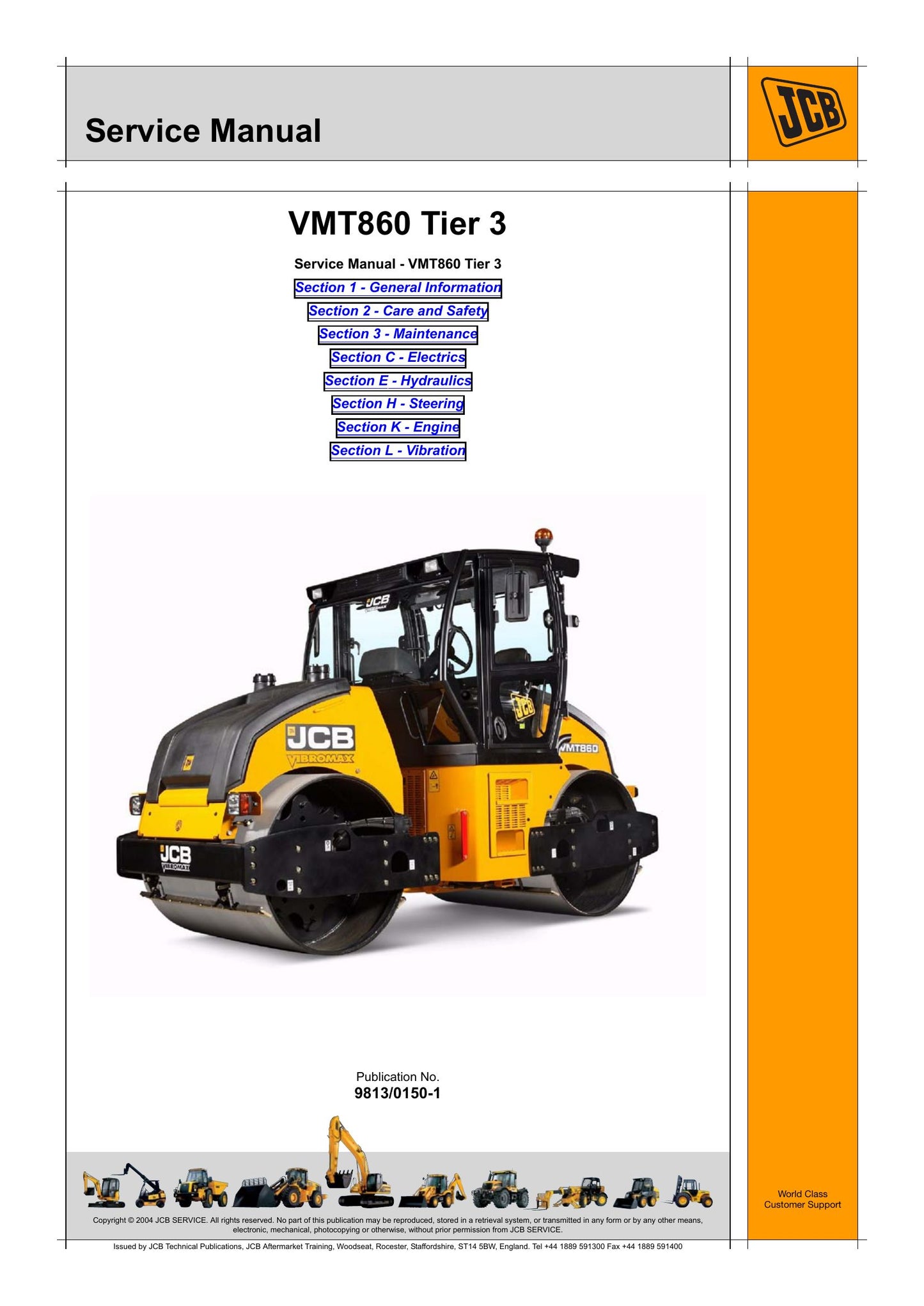 JCB VMT860 Tier 3 Roller Factory Workshop Service Manual 9813/0150-1