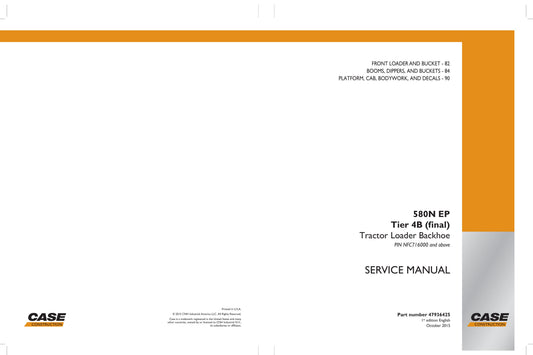 CASE 580N EP Backhoe Loader Factory Workshop Service Manual 47936425