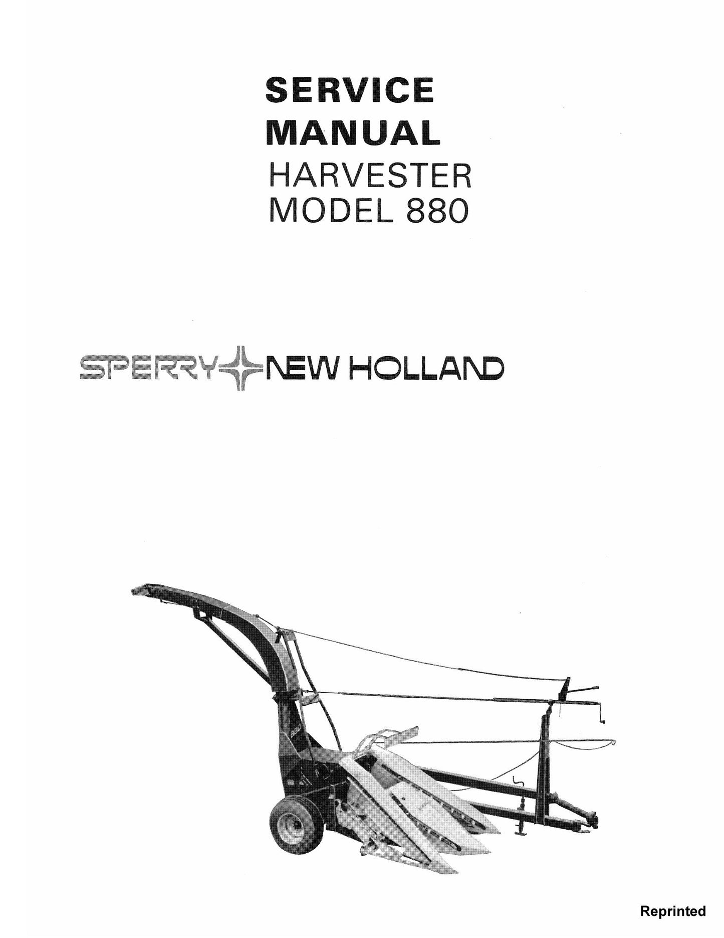 New Holland 880 Forage Harvester Factory Workshop Service Manual