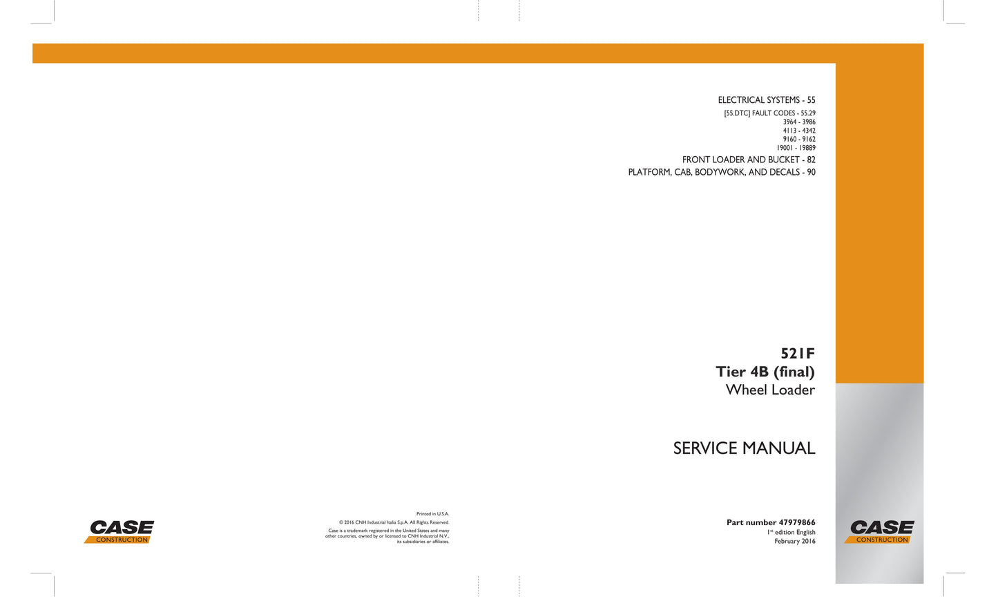 CASE 521F Wheel Loader Factory Workshop Service Manual 47979860