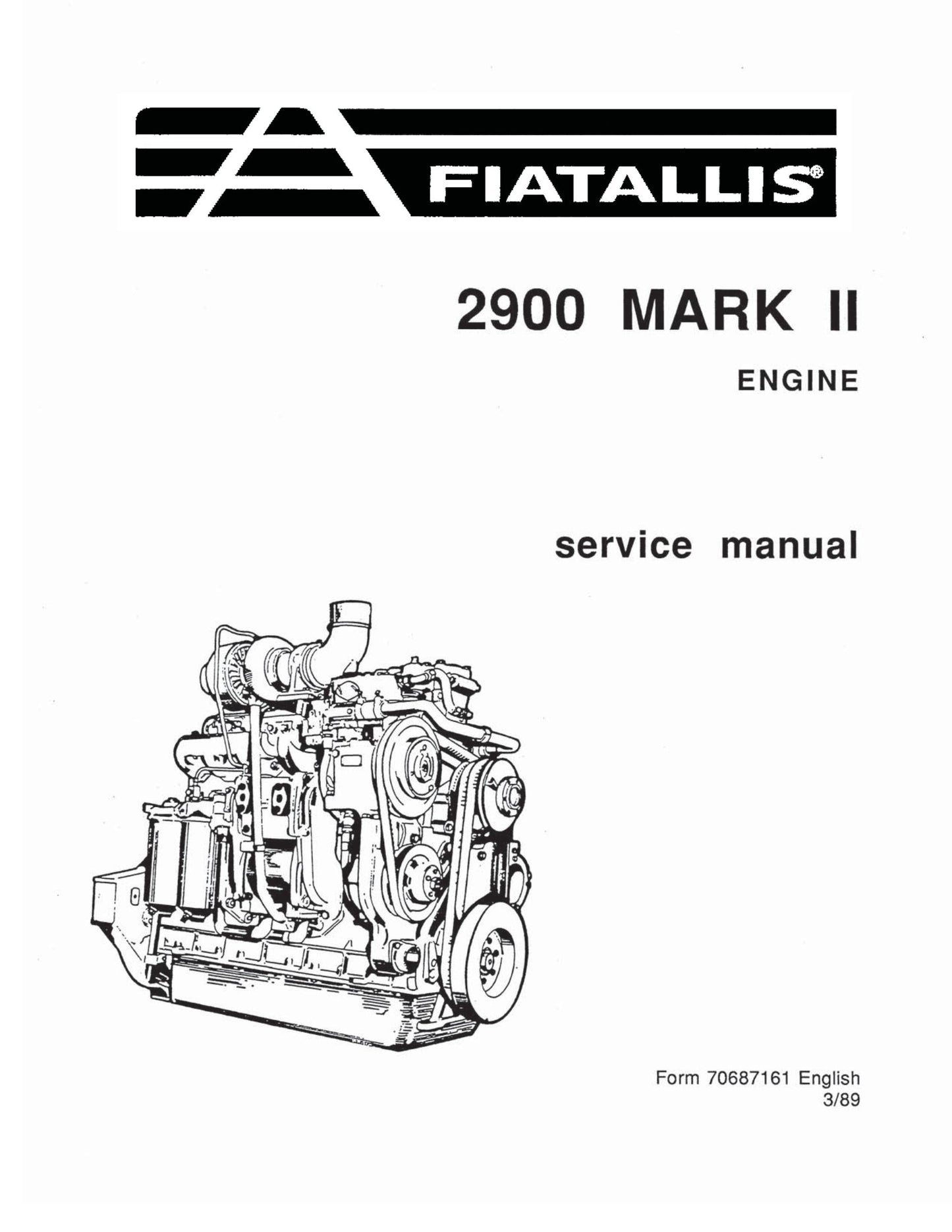 FIATALLIS 2900 MARK II Engine Factory Workshop Service Manual 70687161