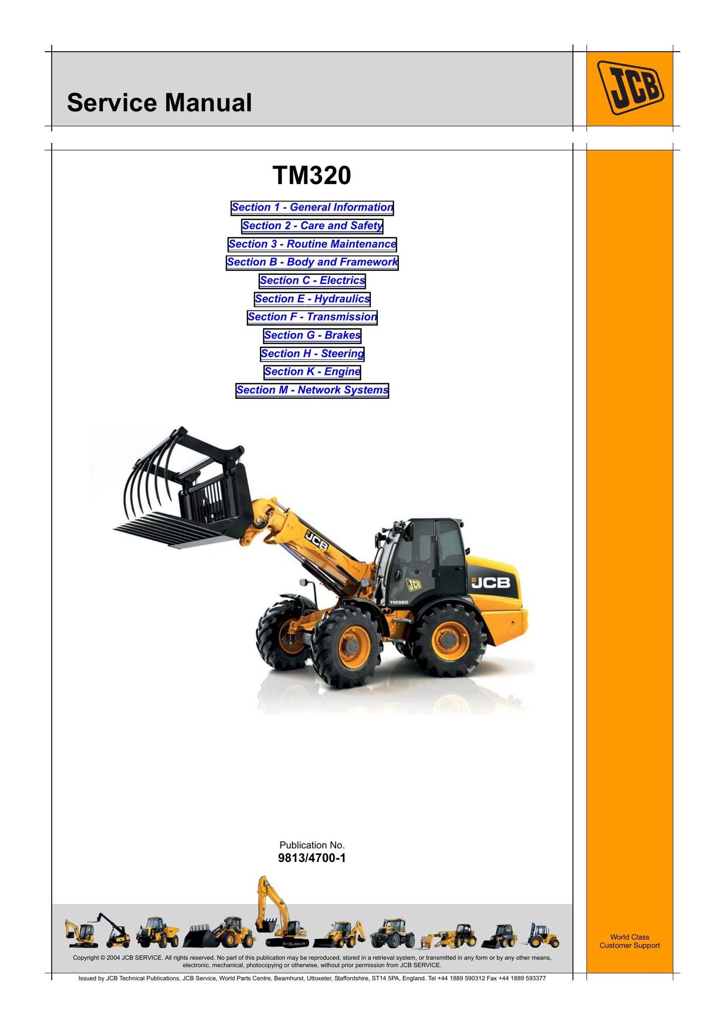 JCB TM320 Wheel Loader Factory Workshop Service Manual 9813/4700-1