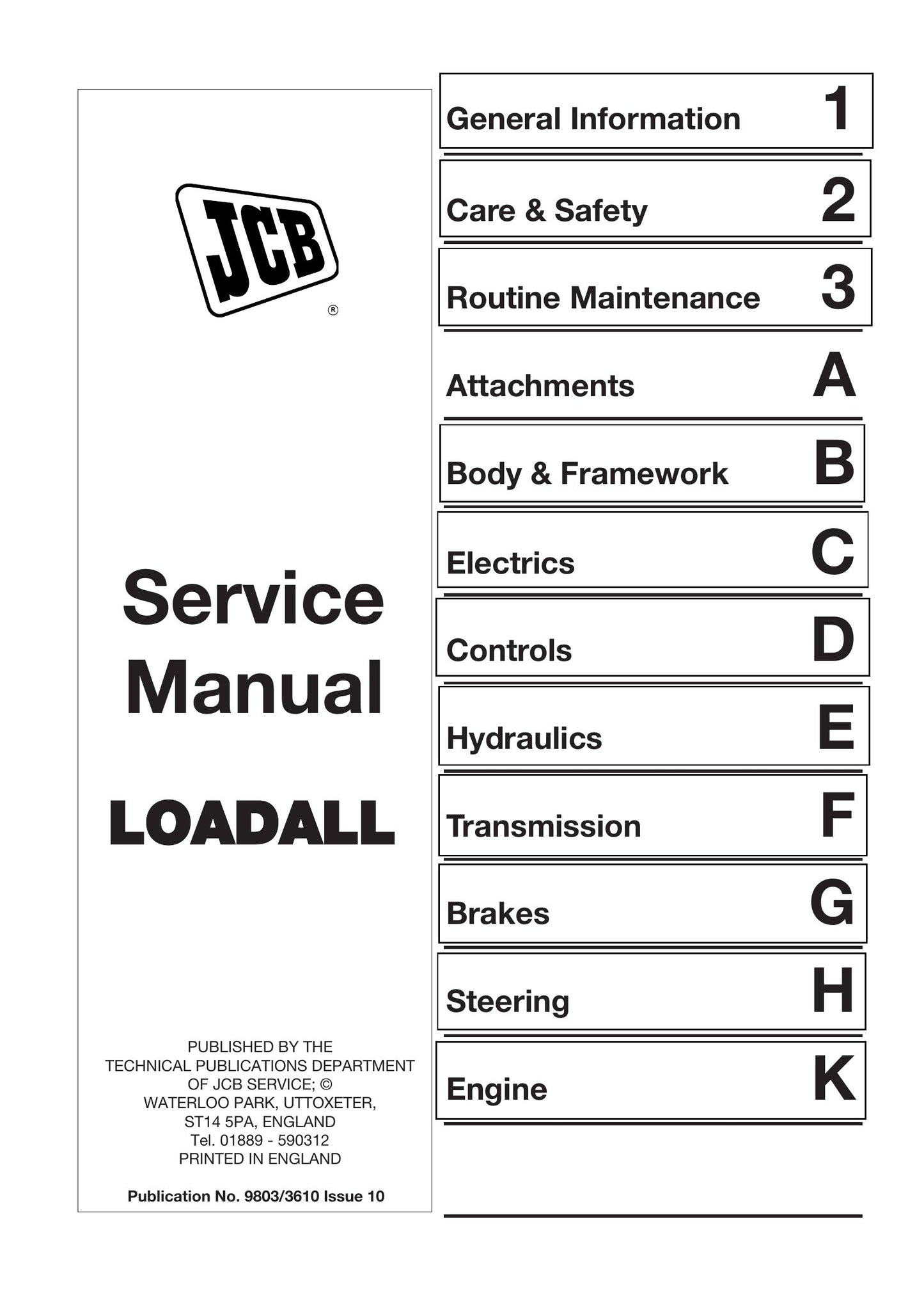 JCB 520-55 526-55 526S Loadall Factory Workshop Service Manual 9803/3610