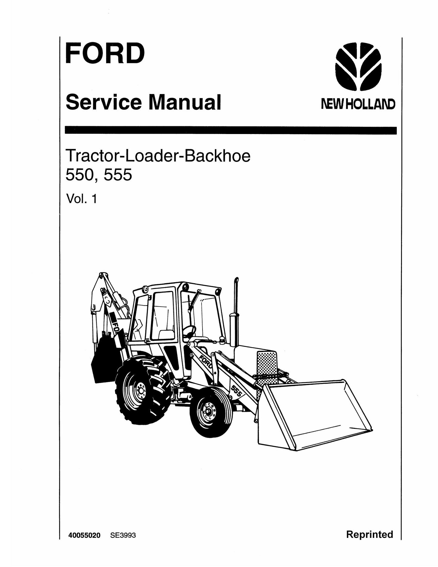 FORD 550 555 Tractor-Loader-Backhoe Factory Workshop Service Manual SE3993