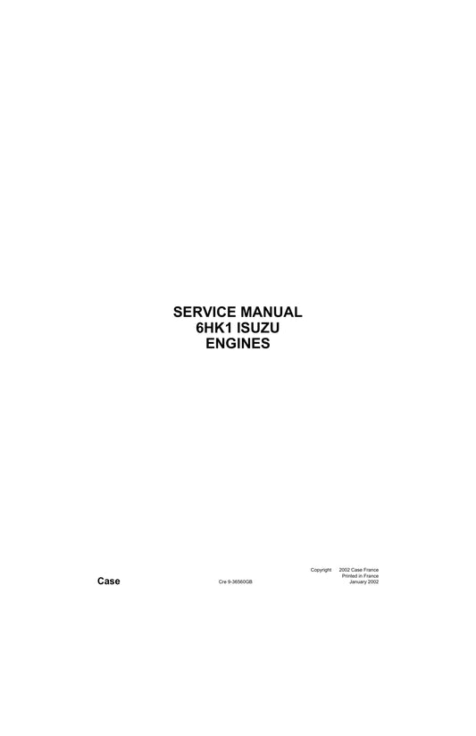 CASE 6HK1 ISUZU Engine Factory Workshop Service Manual Cre 9-36569GB