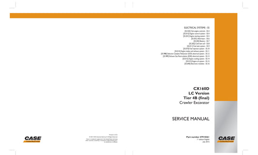 CASE CX160D Crawler Excavator Factory Workshop Service Manual 47918361