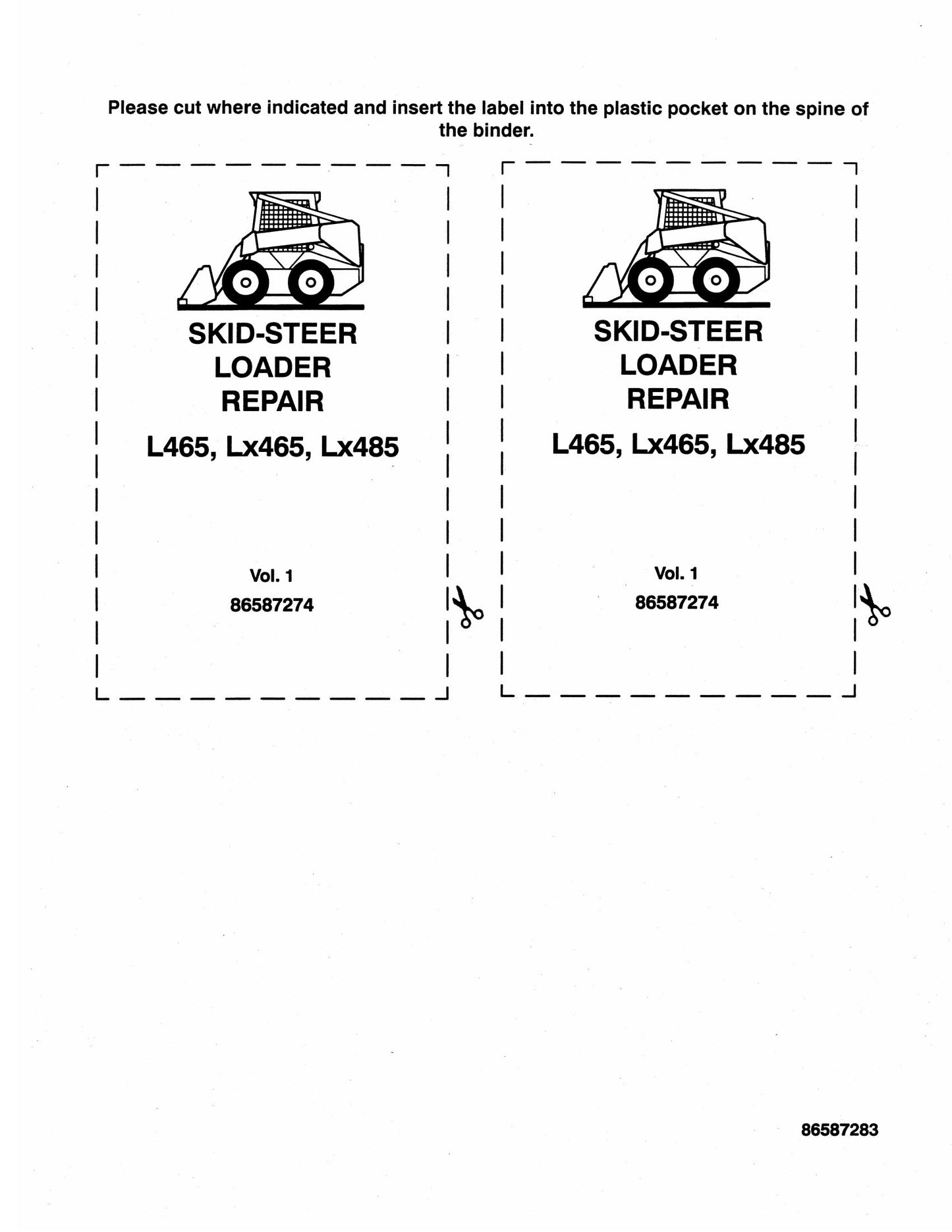 New Holland L465 Lx465 Lx485 Skid Steer Loader Factory Workshop Repair Manual 86587274