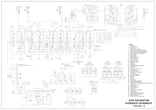 CASE E57C Crawler Excavator Hydraulic Schematic 51452104EN