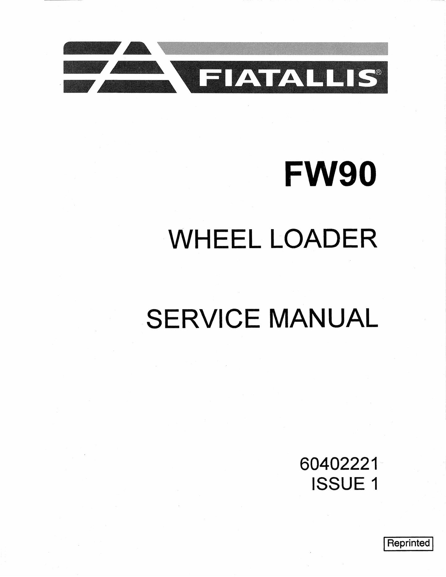 FIATALLIS FW90 Wheel Loader Factory Workshop Service Manual 60402221