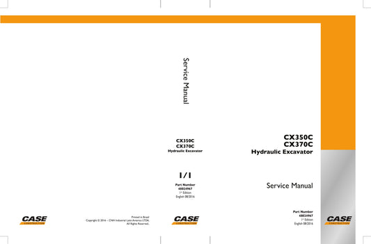 CASE CX350C CX370C Crawler Excavator Factory Workshop Service Manual 48024967
