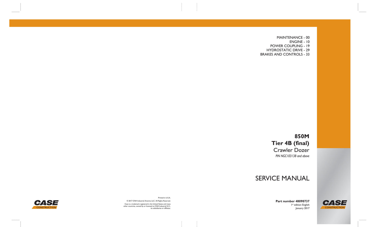 CASE 850M Bulldozer Factory Workshop Service Manual 48090737