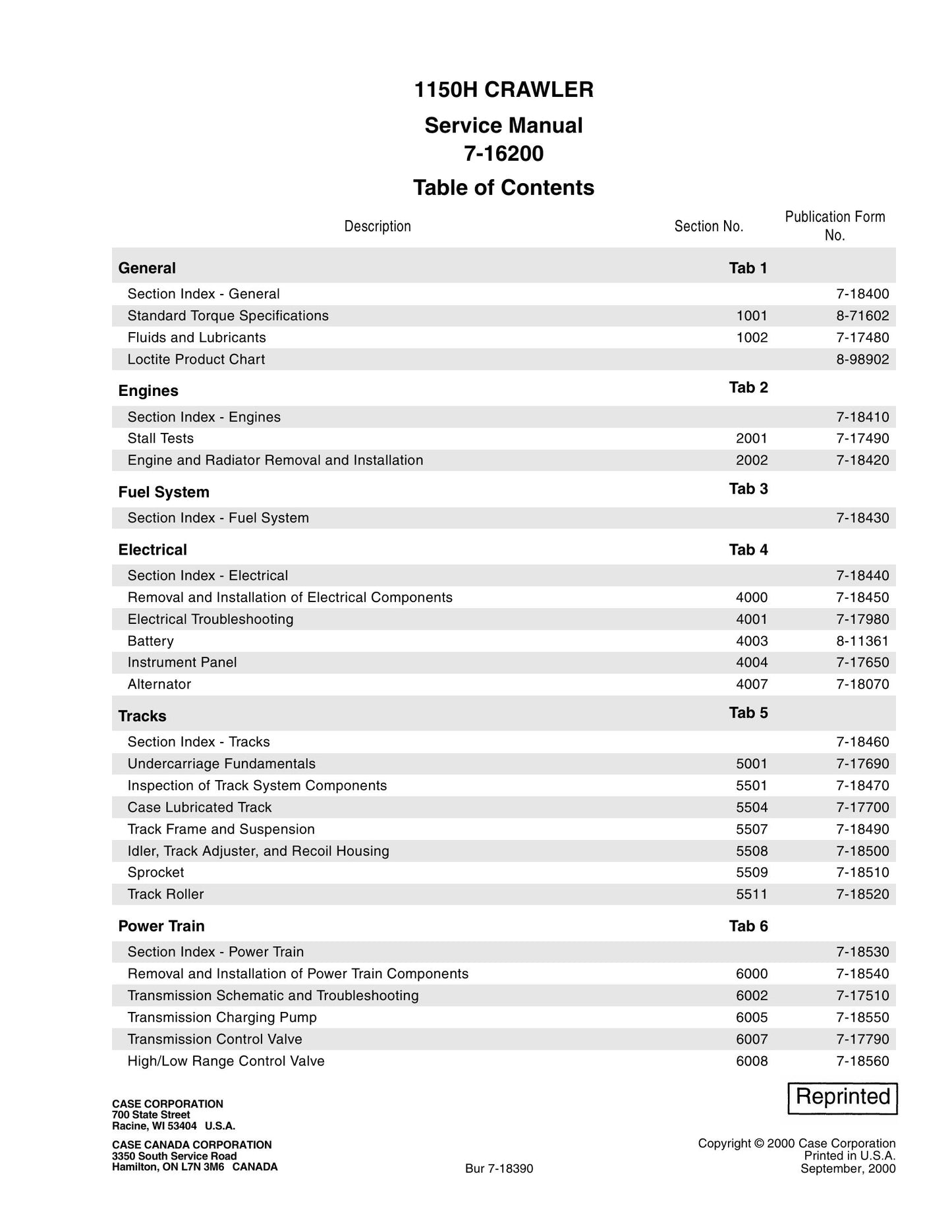 CASE 1150H CRAWLER Bulldozer Factory Workshop Service Manual 7-16200