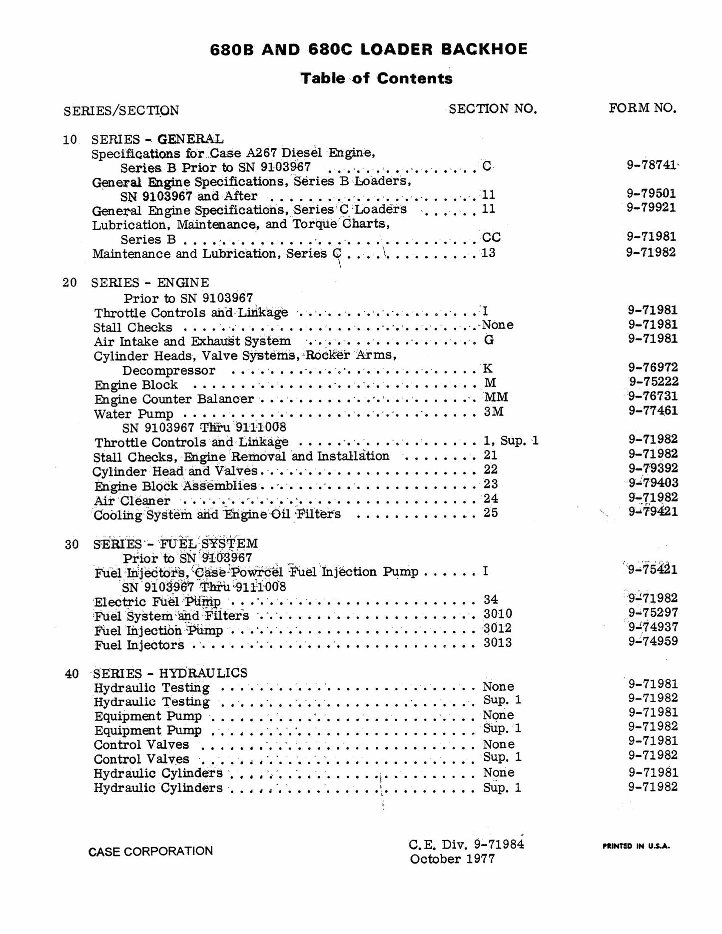 CASE 680B 680C Backhoe Loader Factory Workshop Service Manual 9-71984