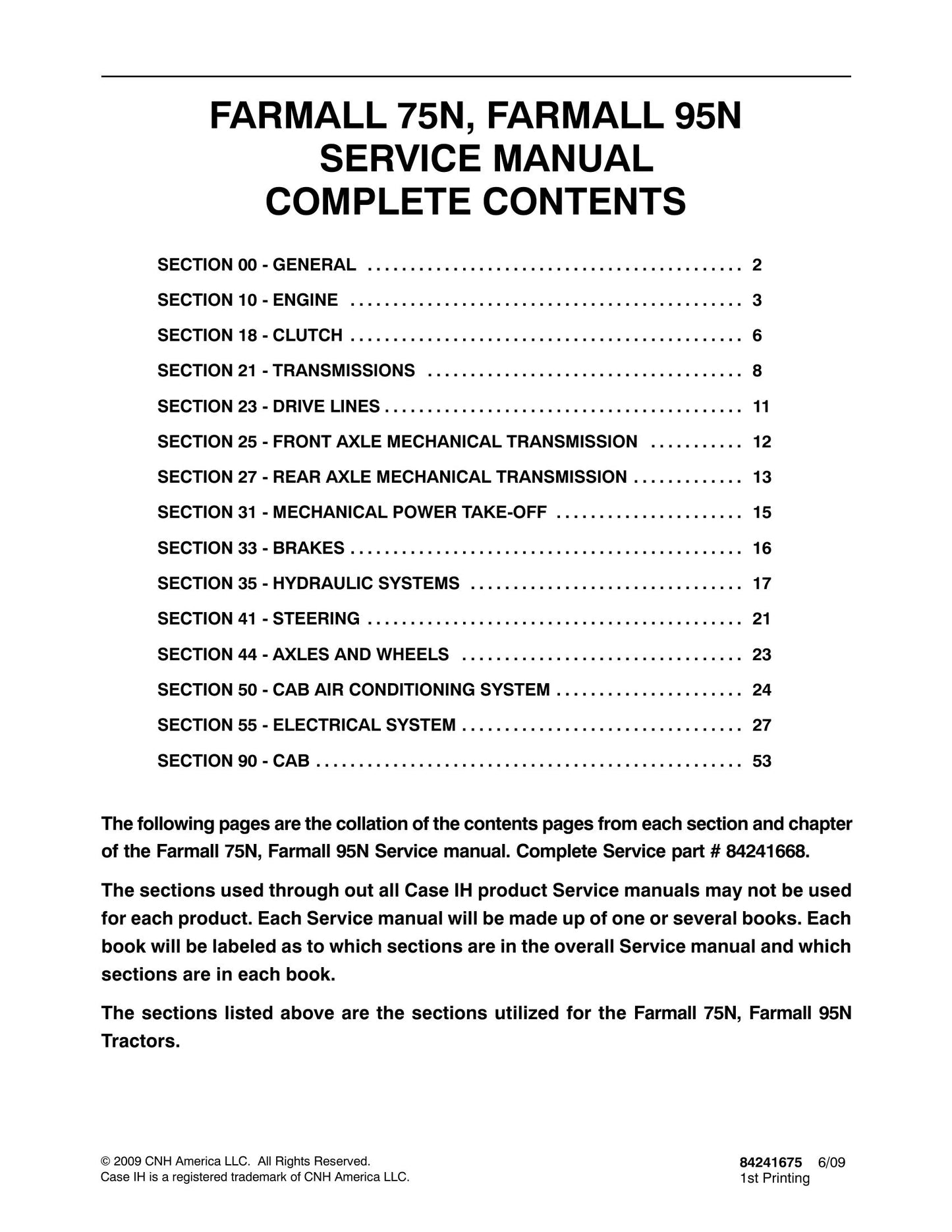 Farmall 75N 95N Tractor Factory Workshop Service Manual 84241668
