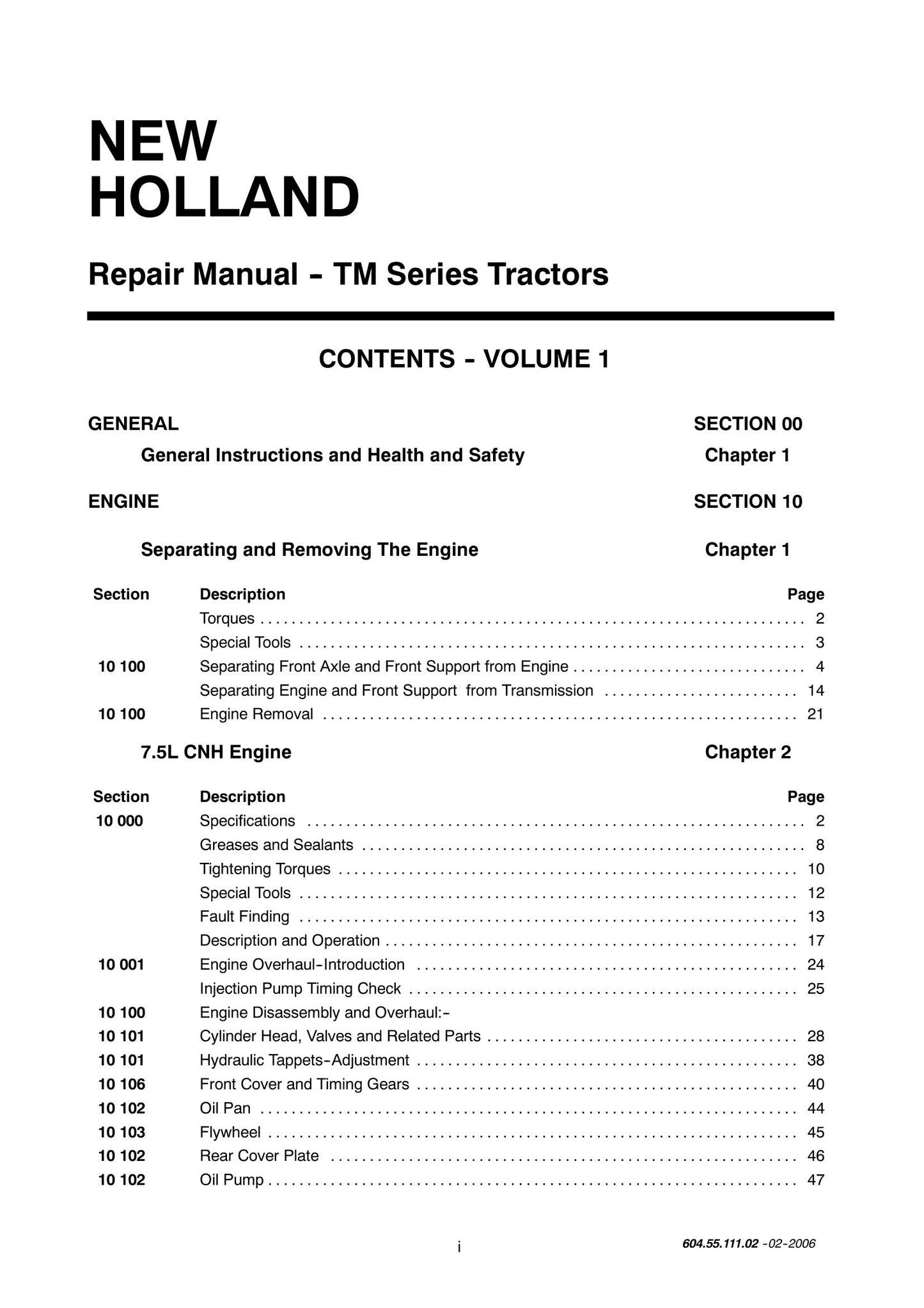 New Holland TM Series Tractor Factory Workshop Repair Manual 604.55.111.02