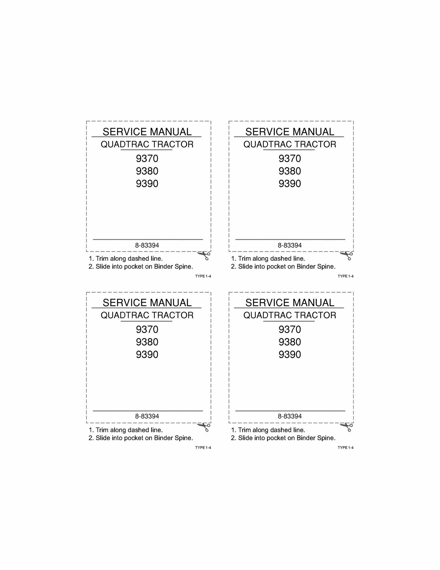 CASE 9370 9380 9390 Tractor Factory Workshop Service Manual 8-83394