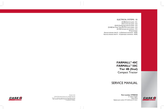 CASE Farmall 40C Farmall 50C Compact Tractor Factory Workshop Service Manual 47998535