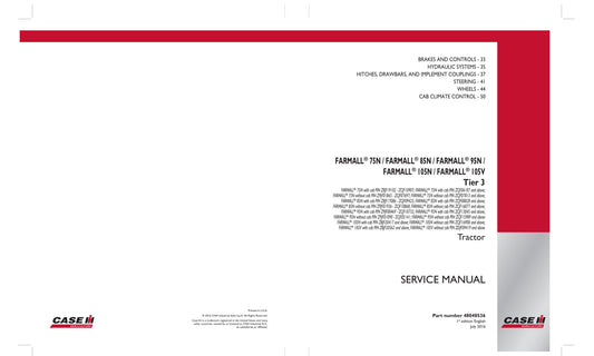 CASE Farmall 75N 85N 95N 105N 105V Tractor Factory Workshop Service Manual 48048536