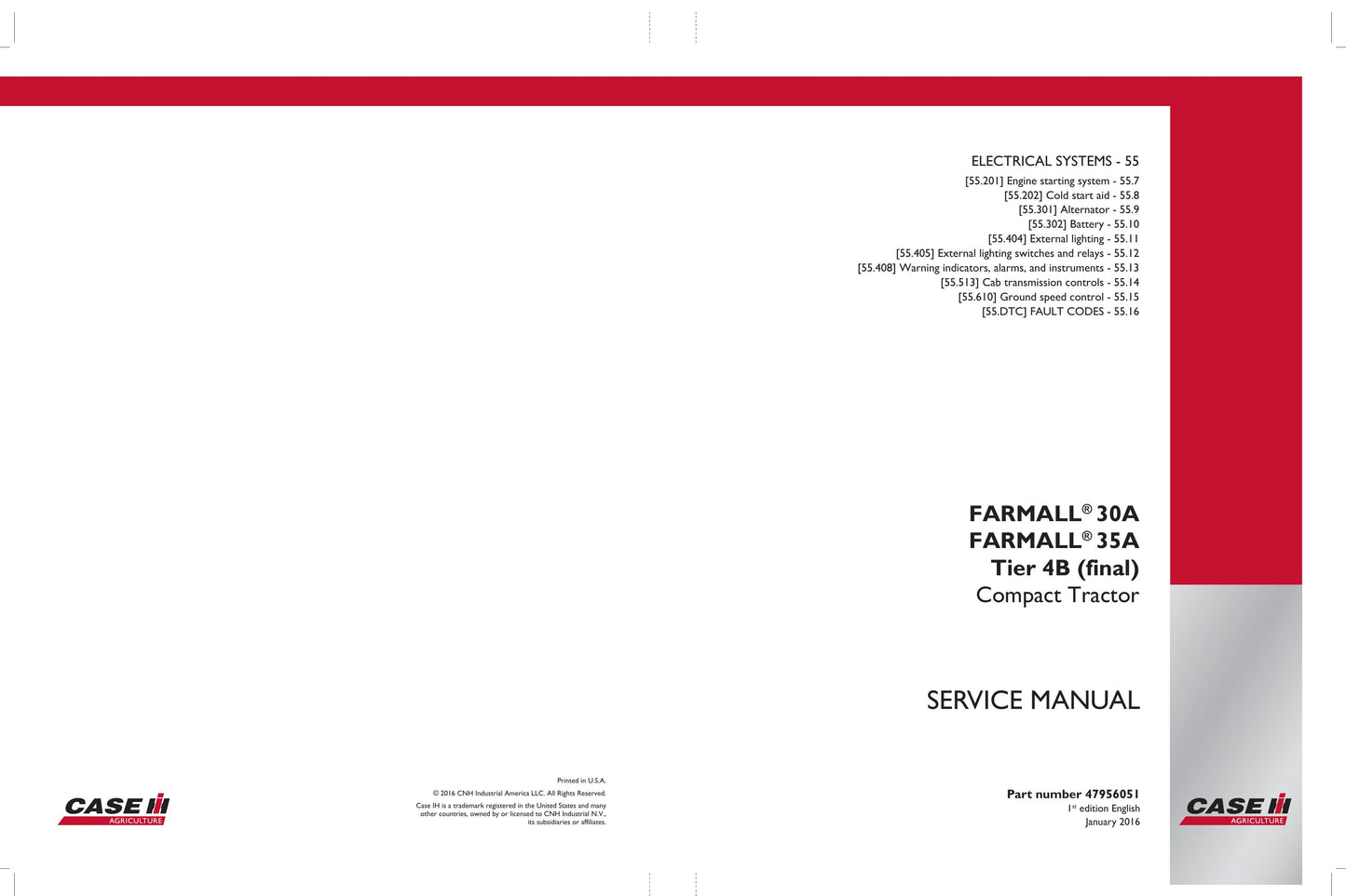 CASE FARMALL 30A FARMALL 35A Compact Tractor Factory Workshop Service Manual 47956047