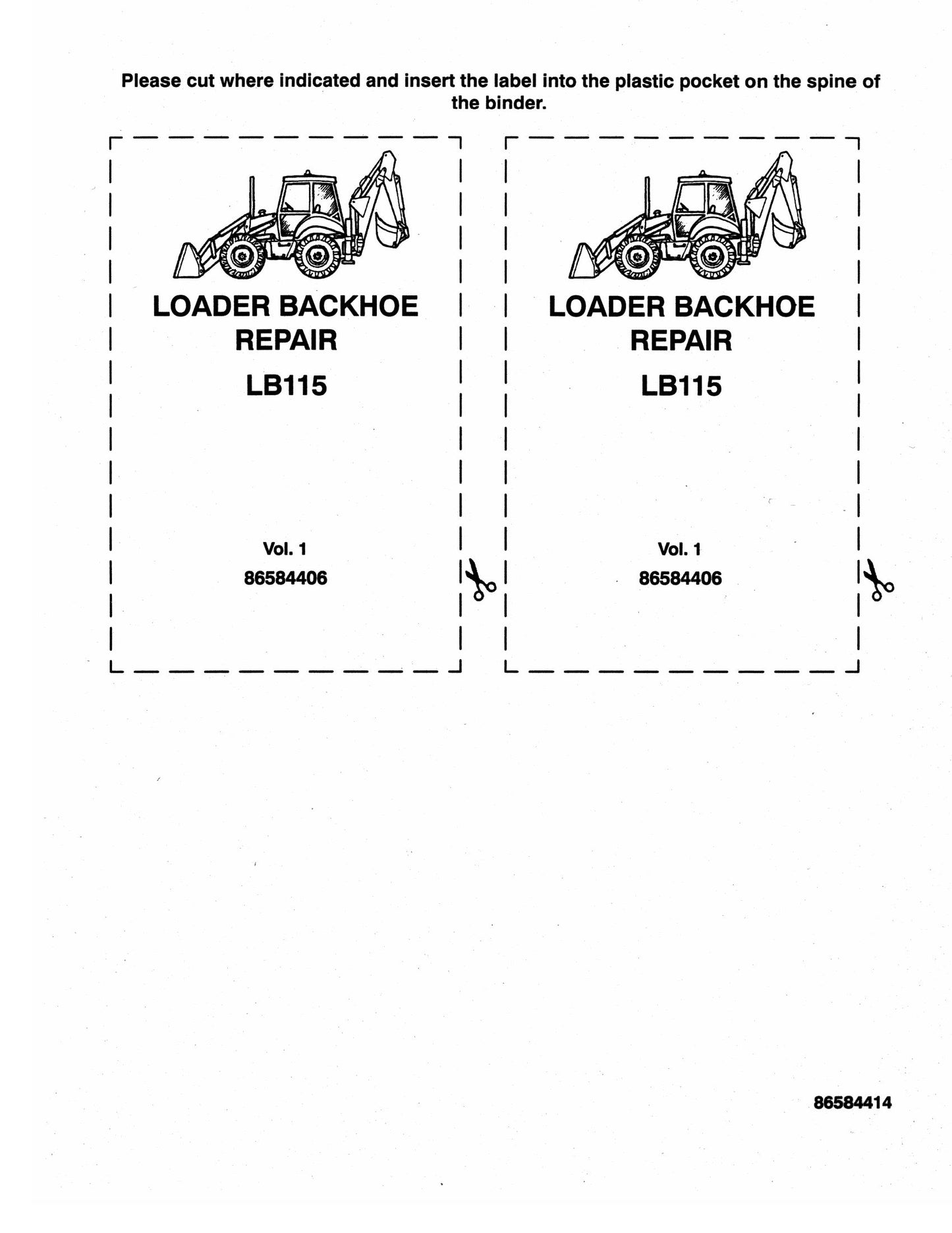 NEW HOLLAND LB115 Backhoe Loader Factory Workshop Repair Manual 86584406