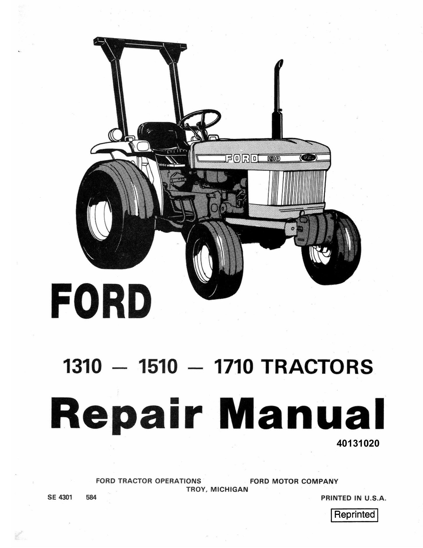 FORD 1310 1510 1710 Tractor Factory Workshop Repair Manual 40131020