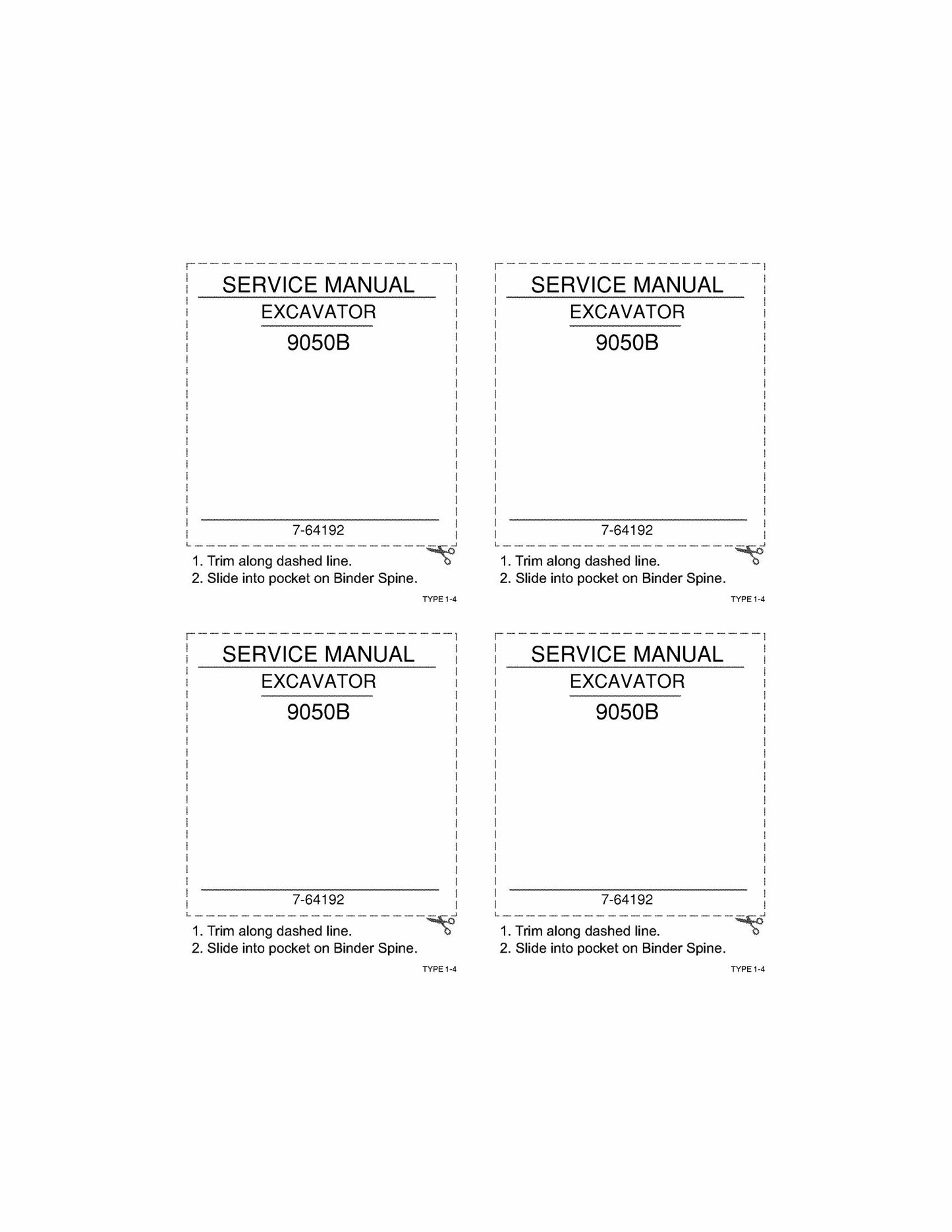 CASE 9050B Crawler Excavator Factory Workshop Service Manual 7-64192